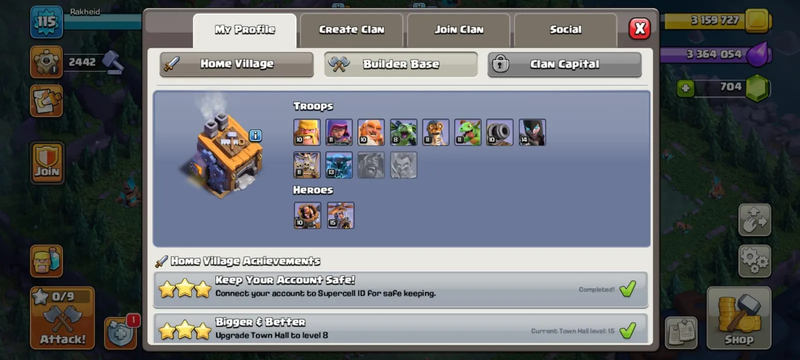 COC158 Maxed TH15 Heroes Pets Magic Items Gems 
